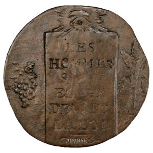 2 sols balance - 1793 w lille - PCGS AU 50 fauté avers