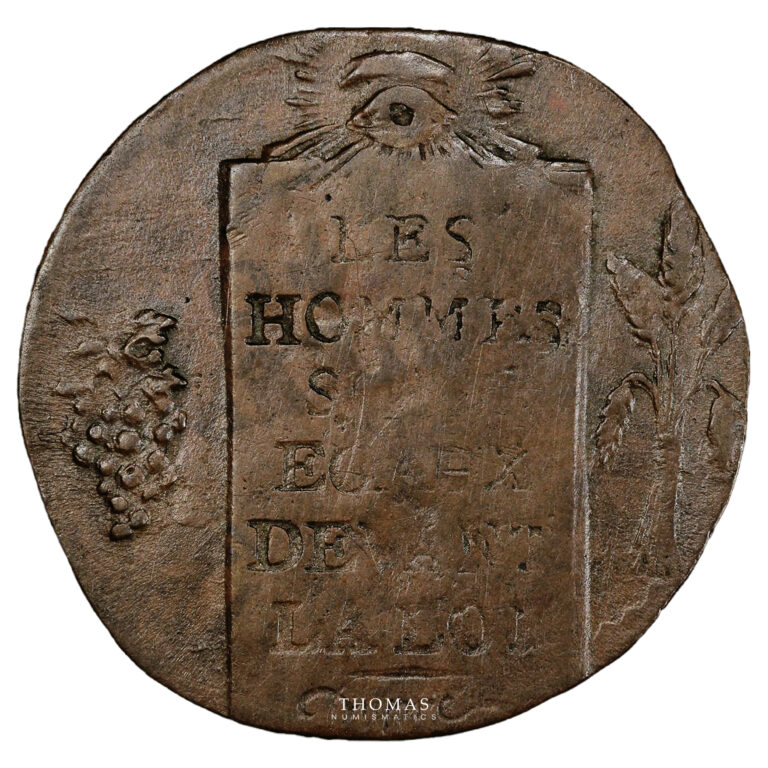 2 sols balance - 1793 w lille - PCGS AU 50 fauté avers