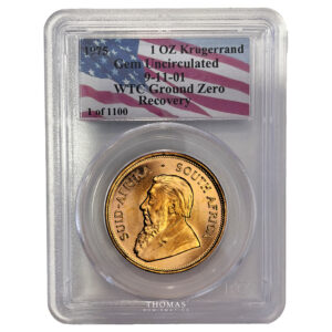 Monnaie Afrique du Sud - Krugerrand 1 Oz or - 1975 - PCGS Gem UNC - World Trade Center-Slab