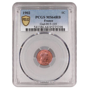 Monnaie France - 1 Centime Dupuis 1902 - PCGS MS 64 RB-Slab