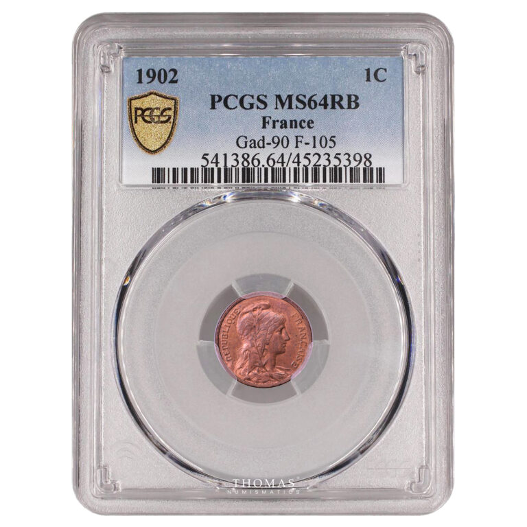 Monnaie France - 1 Centime Dupuis 1902 - PCGS MS 64 RB-Slab