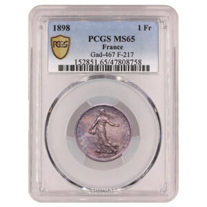 Coin France - 1 Franc Semeuse 1898 silver - PCGS MS 65 slab