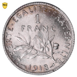 Monnaie France - 1 Franc Semeuse 1918 Argent - PCGS MS 65-Avers