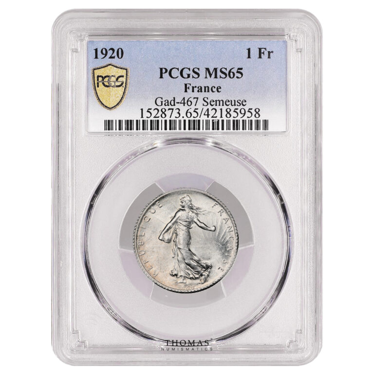 Monnaie France - 1 Franc Semeuse 1920 Argent - PCGS MS 65-Slab
