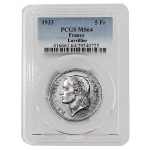 Monnaie France - 5 francs Lavrillier 1933 nickel - PCGS MS 64-Slab