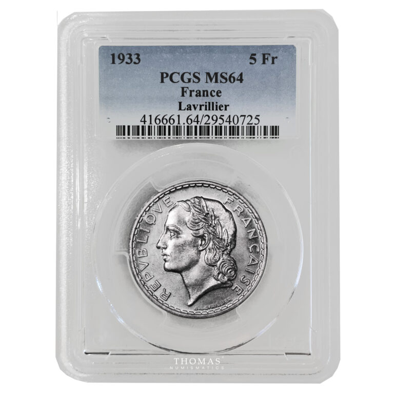 Monnaie France - 5 francs Lavrillier 1933 nickel - PCGS MS 64-Slab