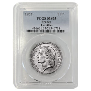 Monnaie France - 5 francs Lavrillier 1933 nickel - PCGS MS 65-Slab