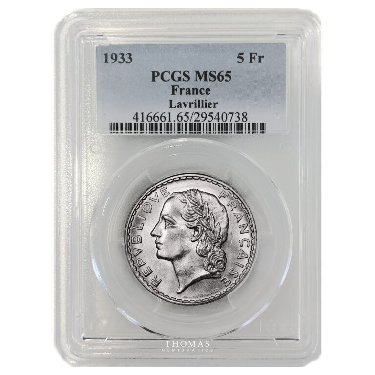 Monnaie France - 5 francs Lavrillier 1933 nickel - PCGS MS 65-Slab