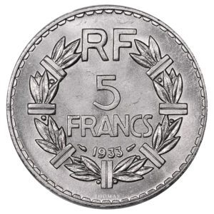 Coin France - 5 francs Lavrillier 1933 nickel - PCGS MS 66 reverse
