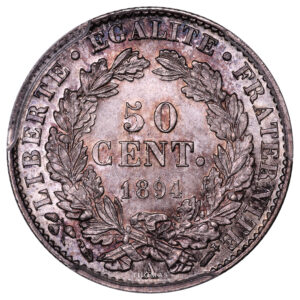 Monnaie France - Cérès - 50 centimes - 1894 A Paris - PCGS MS 65-Revers
