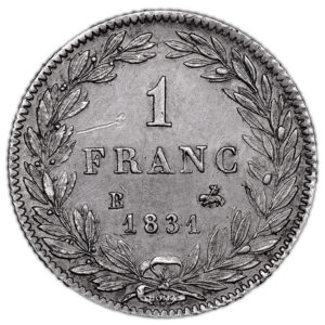 Monnaie France - Louis Philippe Ier - 1 franc - 1831 B Rouen-Revers