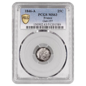 Monnaie France - Louis Philippe Ier - 25 Centimes - 1846 A Paris - PCGS MS 63-Slab