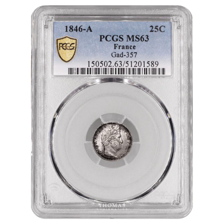 Monnaie France - Louis Philippe Ier - 25 Centimes - 1846 A Paris - PCGS MS 63-Slab