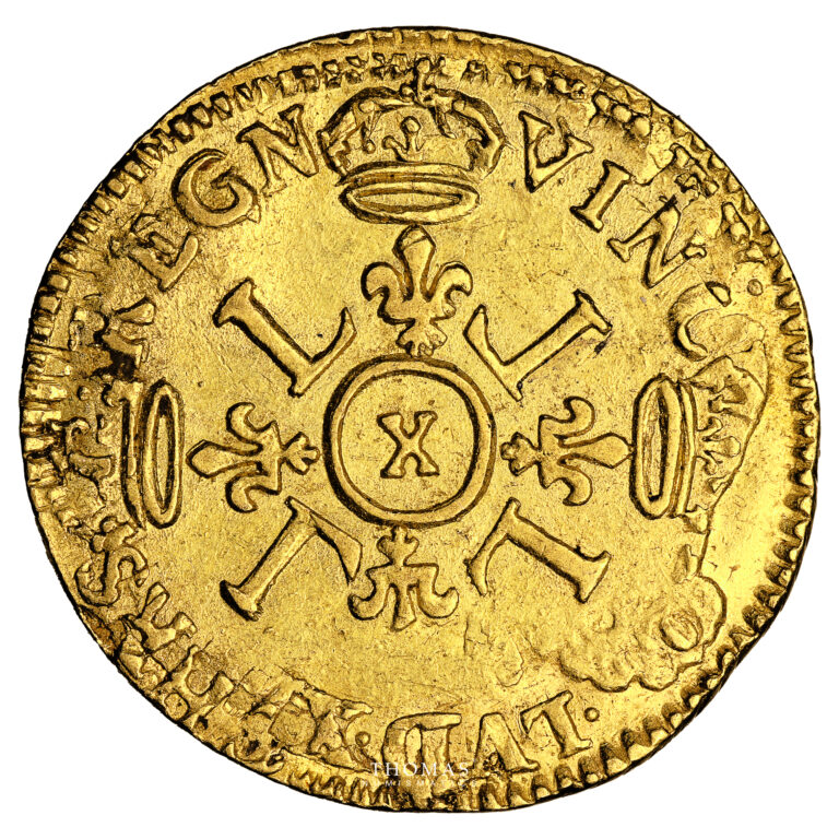 Monnaie France - Louis XIV - Faux Louis d'or aux 4 L - 1691 X-Revers