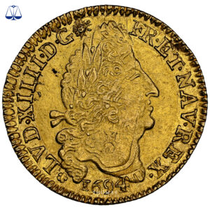 Monnaie France - Louis XIV - Louis d'or aux 4L - 1694 M Toulouse - NGC MS 62 avers