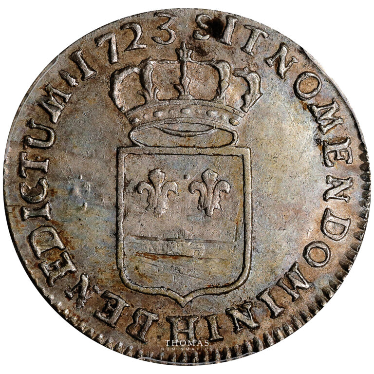Monnaie France - Louis XV - 1:3 Écu - 1723 H La Rochelle - PCGS AU 50-Revers
