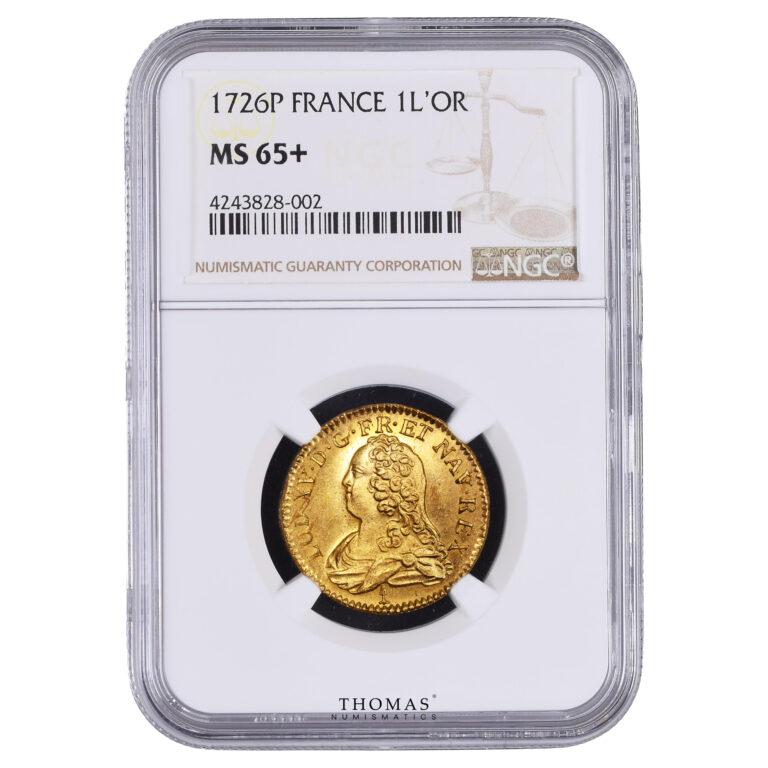 Coin France - Louis XV - Louis d'or aux Lunettes  - 1726 P Dijon - NGC MS 65+ slab