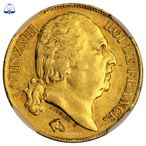 Monnaie France - Louis XVIII - 20 Francs Or - 1819 T Nantes - NGC AU 55-Avers