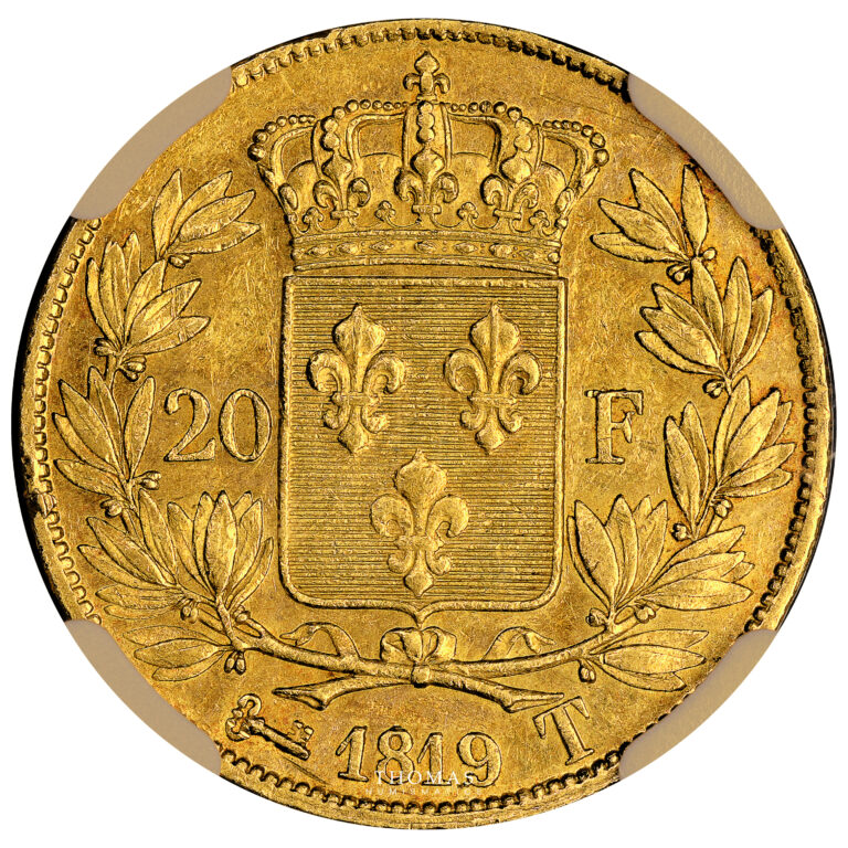 Monnaie France - Louis XVIII - 20 Francs Or - 1819 T Nantes - NGC AU 55-Revers