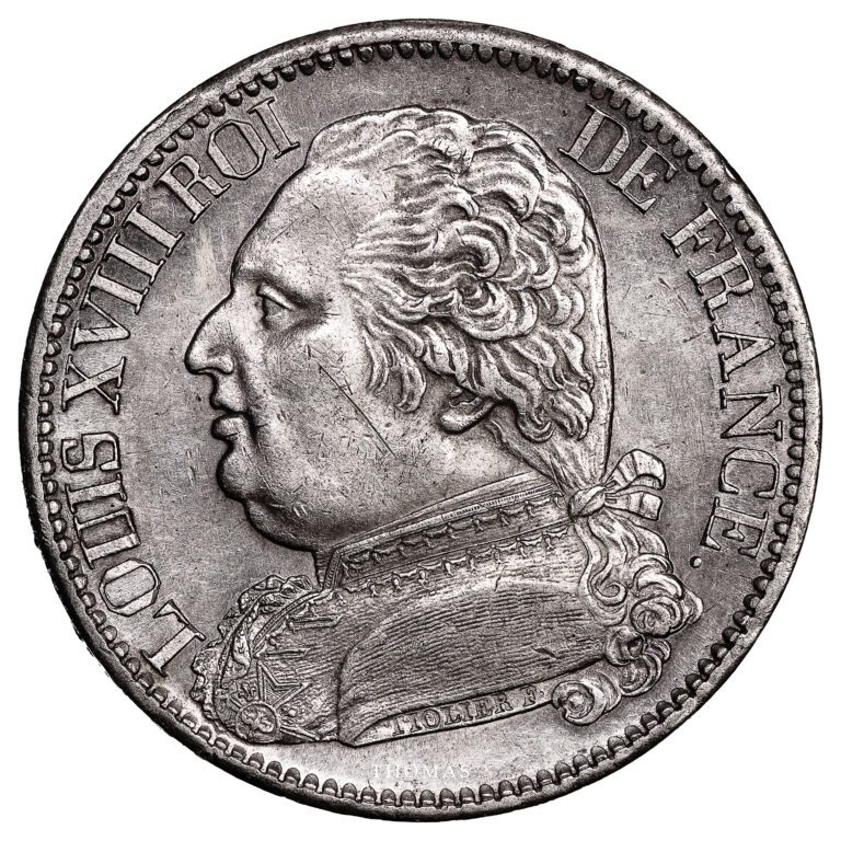 Monnaie France - Louis XVIII - 5 Francs Argent - 1815 B Rouen-Avers