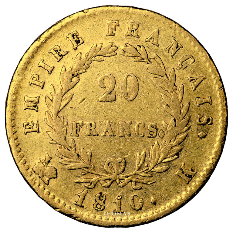 Monnaie France - Napoléon Ier - 20 Francs Or Tête Laurée - 1810 K Bordeaux-Revers