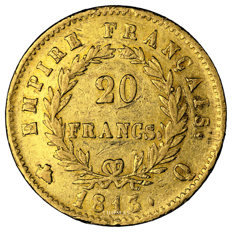 Monnaie France - Napoléon Ier - 20 Francs Or Tête Laurée - 1813 Q Perpignan-Revers