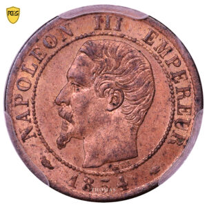 Monnaie France - Napoléon III - 1 Centime - 1854 MA Marseille - PCGS MS 64 RB-Avers