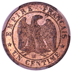 Monnaie France - Napoléon III - 1 Centime - 1854 MA Marseille - PCGS MS 64 RB-Revers