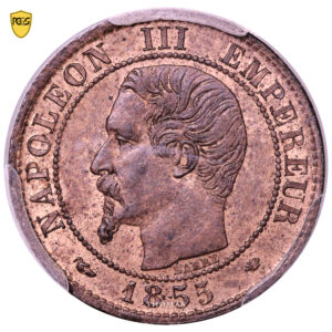 Coin France - Napoléon III - 1 centime - 1855 MA Marseille - PCGS MS 63 RB obverse