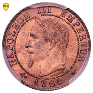 Coin France - Napoléon III - 1 centime - 1861 A Paris - PCGS MS 64 RB obverse