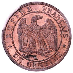 Monnaie France - Napoléon III - 1 centime - 1862 K Bordeaux - PCGS MS 64 RB-Revers