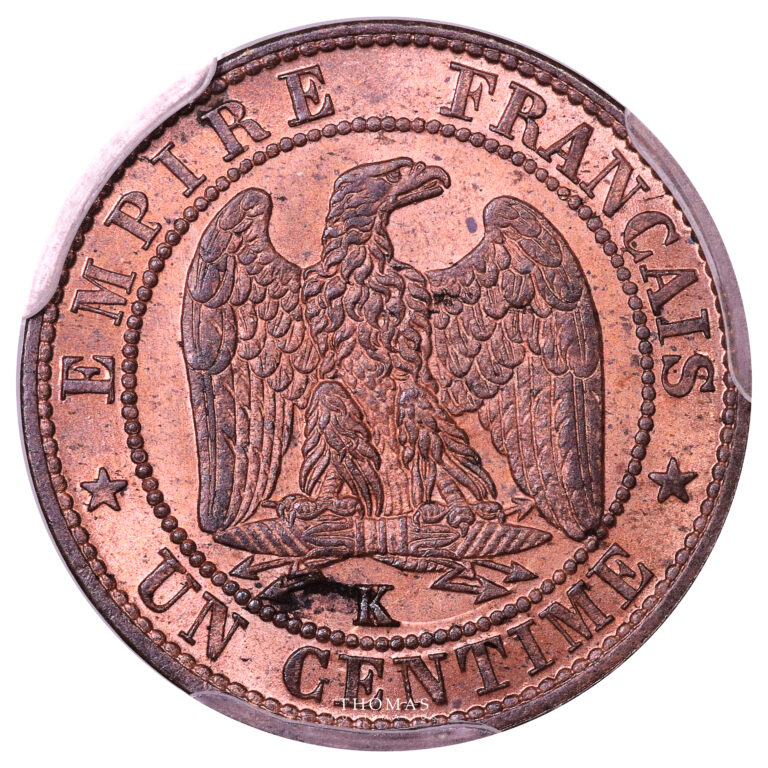 Monnaie France - Napoléon III - 1 centime - 1862 K Bordeaux - PCGS MS 64 RB-Revers