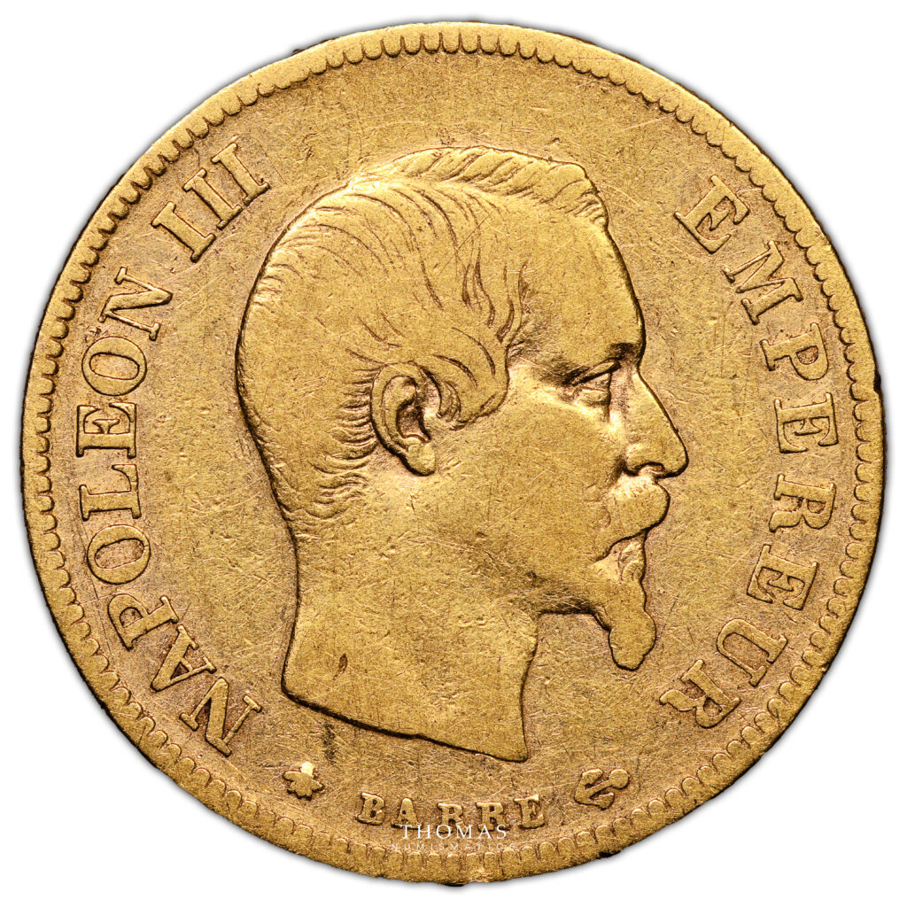 Coin France - Napoleon III - Gold - 10 Francs Or - 1855 BB