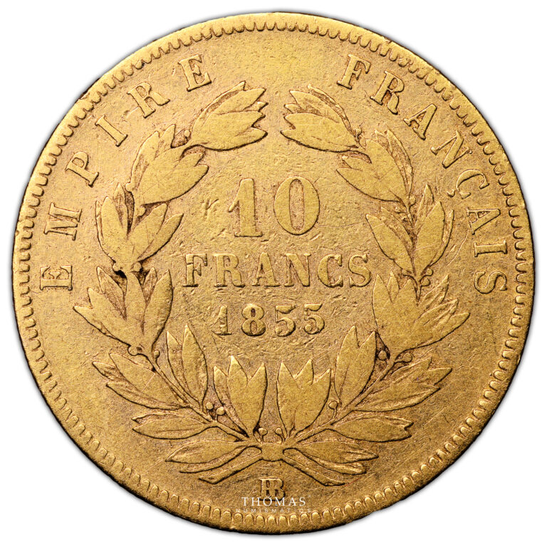 Monnaie France - Napoléon III - 10 Francs Or - 1855 BB Strasbourg-Revers