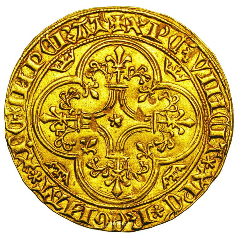 Charles VI - écu or à la couronne - Saint andré de villeneuve les avignon - revers