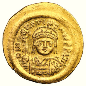Coin Byzantine - Justin II - Gold Solidus - Constantinople obverse
