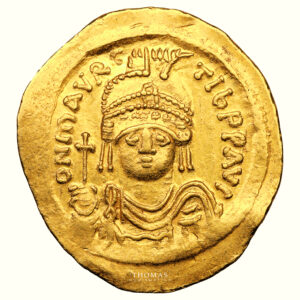 Maurice Tiberius - 20 Siliquae - Gold Solidus - Constantinople - 9th officina obverse