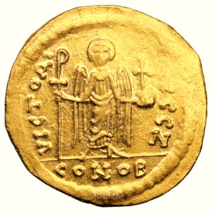 Coin Byzantine - Maurice Tiberius - Gold Solidus- Constantinople -7th  officina reverse