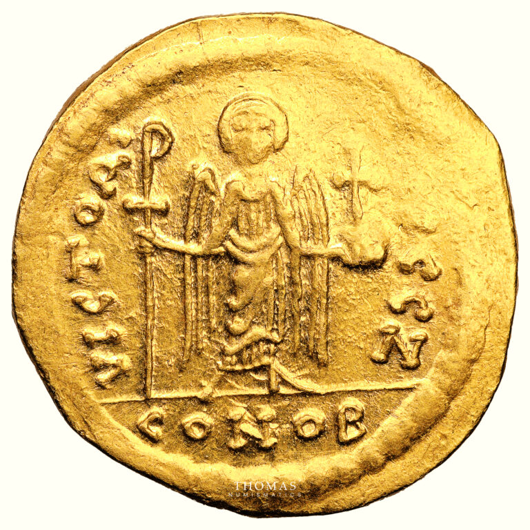 Coin Byzantine - Maurice Tiberius - Gold Solidus- Constantinople -7th  officina reverse
