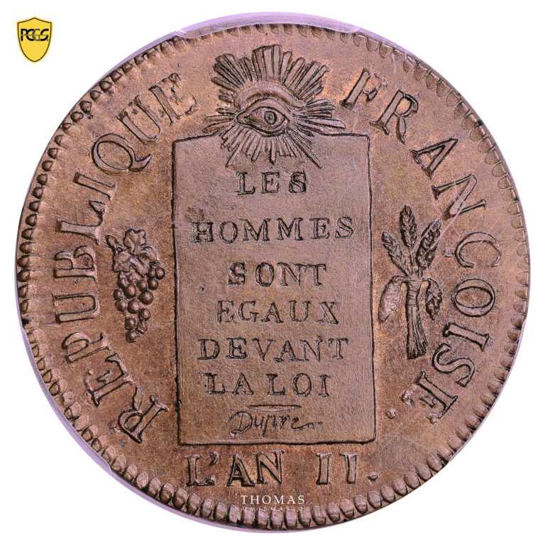 Monnaie - France Convention - 1 Sol aux balances - 1793 AA Metz - Refrappe - PCGS MS65-Avers