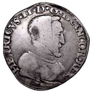 Monnaie France - Henri II - Teston à la Tête Nue - 1556 T Nantes Type 1-Avers