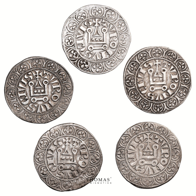 Monnaie France - Louis IX - dit Saint Louis - lot de 5 Gros Tournois - 1266-1270-Avers