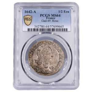 Monnaie France - Louis XIII - Demi Écu - 1642 A Paris - PCGS MS 64-Slab