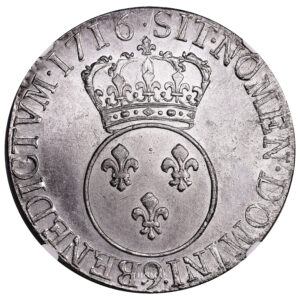 Coin France – Louis XVI- Écu Vertugadin – 1716 – 9 Rennes – Flan neuf – Treasure of mill of Luzarches - NGC MS 62 reverse