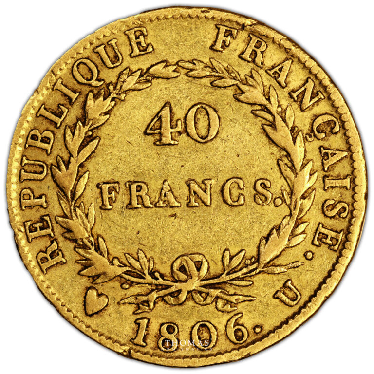 Monnaie France - Napoléon Ier - 40 Francs Or - 1806 U Turin - 58410 exemplaires-Revers