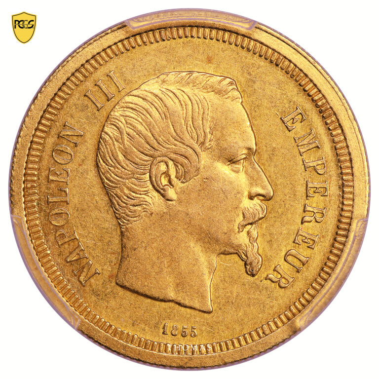 Monnaie France - Napoléon III - Essai 10 Francs or - 1855 - PCGS SP55-Avers