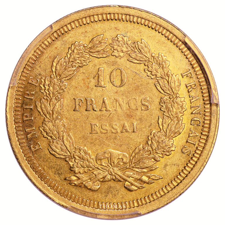 Monnaie France - Napoléon III - Essai 10 Francs or - 1855 - PCGS SP55-Revers