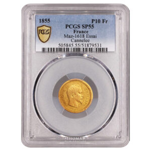 Monnaie France - Napoléon III - Essai 10 Francs or - 1855 - PCGS SP55-Slab