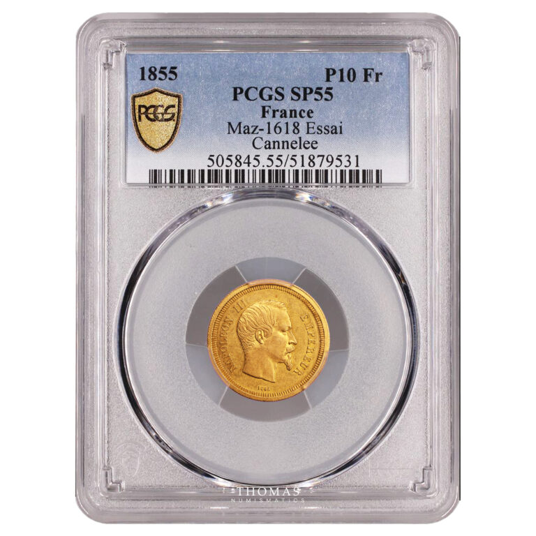 Monnaie France - Napoléon III - Essai 10 Francs or - 1855 - PCGS SP55-Slab