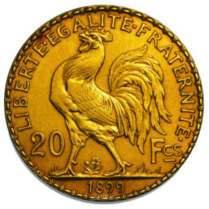 France Republic gold Proof Piefort Essai 20 Francs 1899 - Paris - Essai on edge reverse